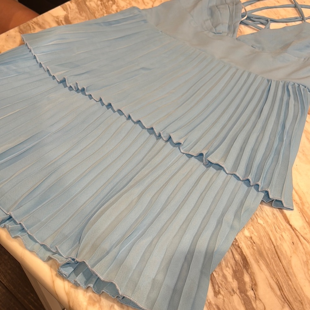 Hello Molly Light Blue Pleated Dress - Picture 4 of 12